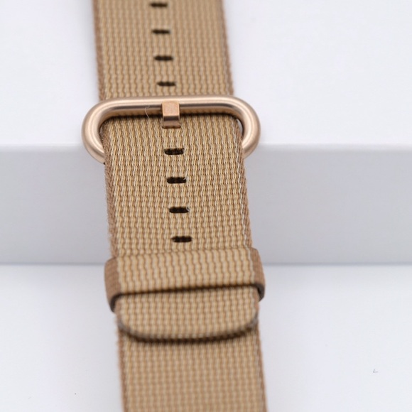 Apple Watch Woven Nylon Band Rose Gold colored Buckle 42mm Dark & light Brown - Picture 1 of 8